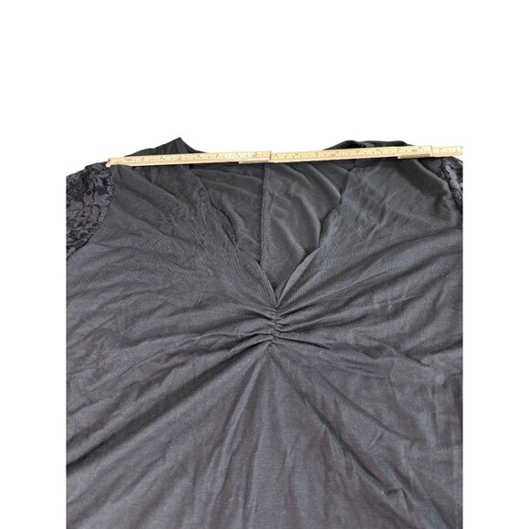 Shein Curve Black Long Sleeve Top With Lace Details & Ruched Front Size 4XL - Picture 5 of 8